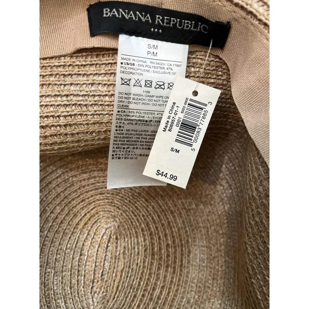 Banana Republic Women's S/M Brown Straw Hat NWT Beach Casual Preppy Summer